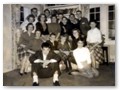 Junior High Party at Cindy's, Stamford. Top row: Rob Michaan, Brien Welch, Larry Broder, Chuck Zimmerman, Jeff Nelson. Rwo two: Carole Richardson, Marilyn Gammer, Donna Stern, Peter Jarvis. Row three: Joy Warshaw, Margot Graham, Andy Myers, Judy Howell, Cindy Stauffer, Nancy Finch. Bottom row: Richard Jacobus, Tina Kugel.