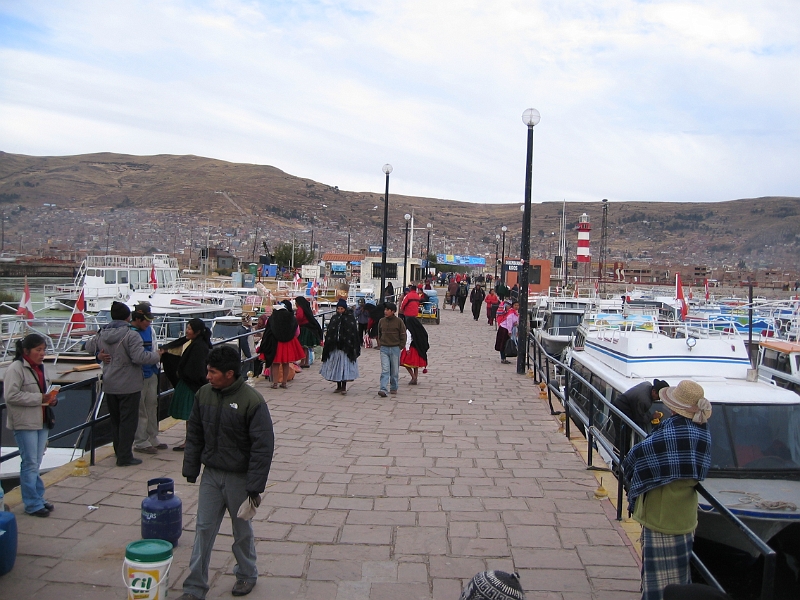 0806150001.JPG - Day 9, Sunday, June 15.  Embarking on a day on Lake Titicaca.  Puno docks.